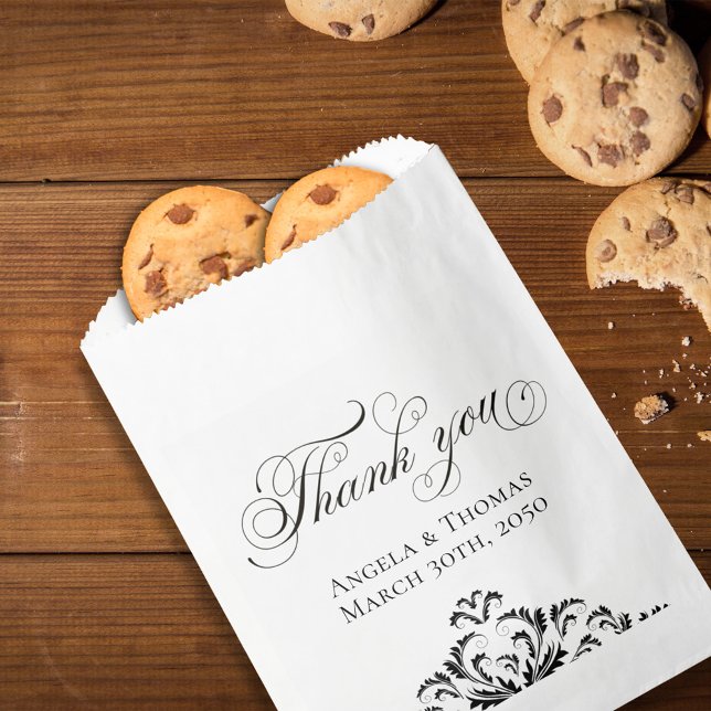 Simple Wedding Thank You Treat Favor Bag (Classic wedding favor bag with stylish calligraphy script. )