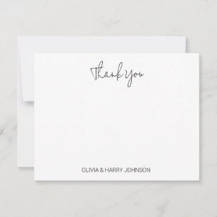 Simple Wedding Thank You White Flat Note Card