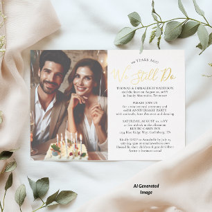 Simple Wedding Vow Renewal Anniversary Party Photo Foil Invitation