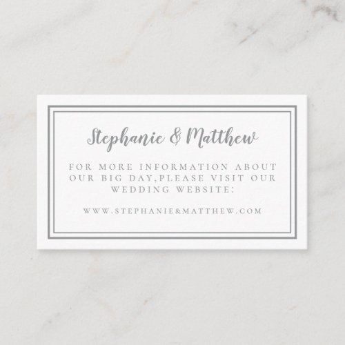Simple Wedding Website Minimalist Modern Details Enclosure Card