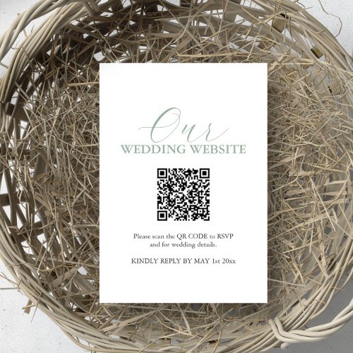 Simple Wedding Website RSVP Card with QR Code