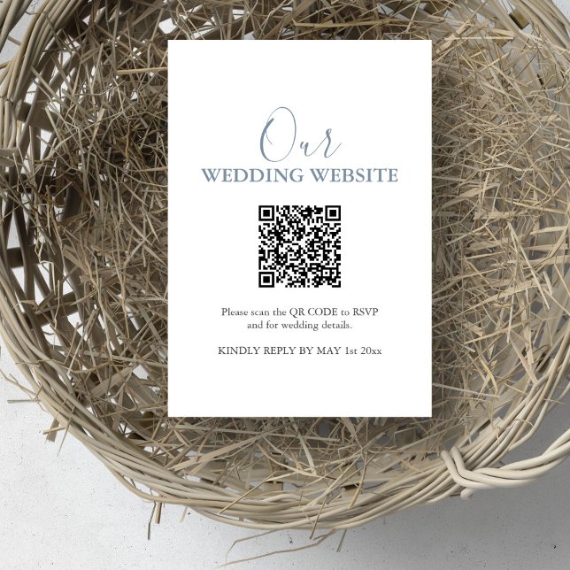 Simple Wedding Website RSVP Card with QR Code (Wedding invitation insert website QR code design by Victoria Grigaliunas of Do Tell A Belle)