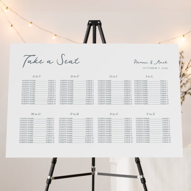 Simple Wedding Wedding Seating Chart Foam Board (In Situ (Stand))