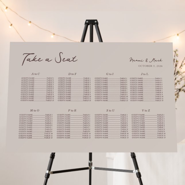 Simple Wedding Wedding Seating Chart Foam Board (In Situ (Stand))