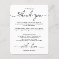 Wedding Welcome Itinerary Note Favor Bag Tag Enclosure Card