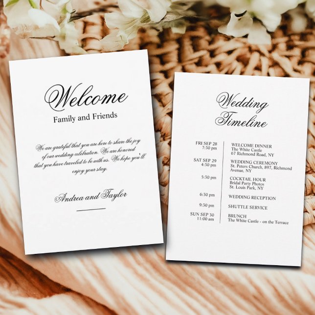 Simple Wedding Welcome Bag Letter & Timeline Card (Creator Uploaded)