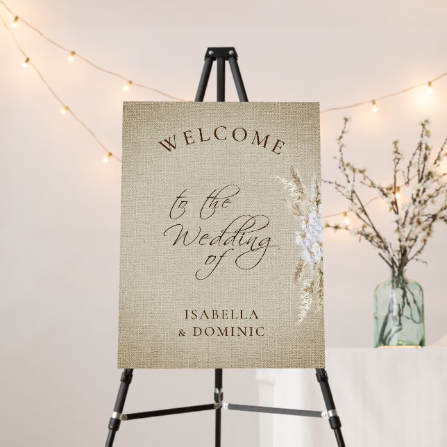 Simple Wedding Welcome   Pampas Grass  Foam Board (In Situ (Stand))