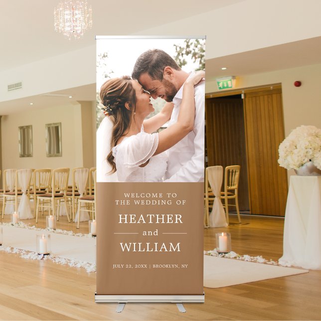 Simple Wedding Welcome Photo Retractable Banner (Make a grand entrance and warmly welcome your guests with this elegant wedding retractable banner!)