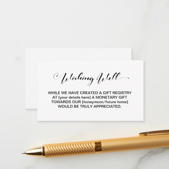 Simple Wedding Wishing Well Enclosure Card (Front/Back In Situ)