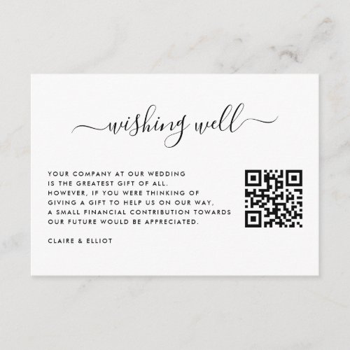 Simple Wedding Wishing Well with QR Code  Enclosure Card