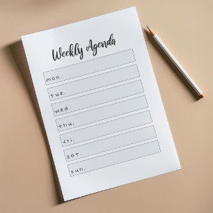 Simple weekly agenda post-it notes