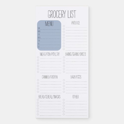 Simple Weekly Meal Planner Grocery Shopping List Magnetic Notepad