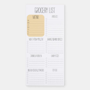 Simple Weekly Meal Planner Grocery Shopping List Magnetic Notepad