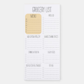 Simple Weekly Meal Planner Grocery Shopping List Magnetic Notepad