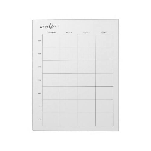 Simple Weekly Meal Planner Notepad
