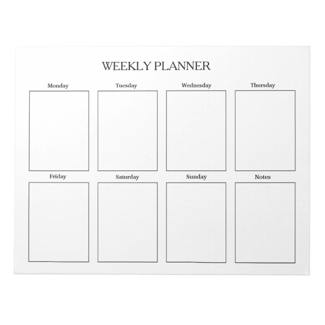 Simple  Weekly Planner Custom Notepad (Front)
