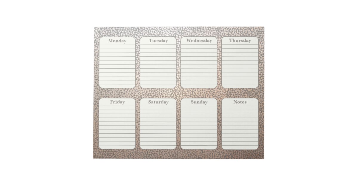Simple Weekly Planner Faux Leather Tear Away Notepad | Zazzle