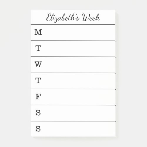 Simple Weekly Planner Script Name To Do List Post_it Notes