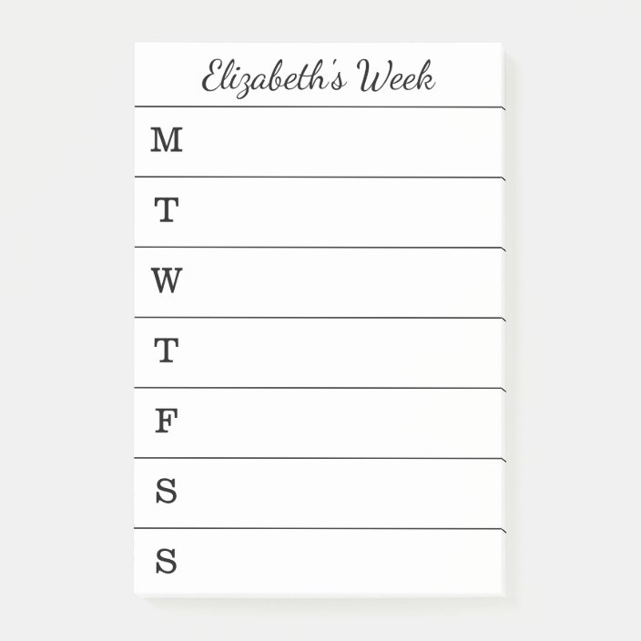 Simple Weekly Planner Script Name To Do List Post It Notes Zazzle Com