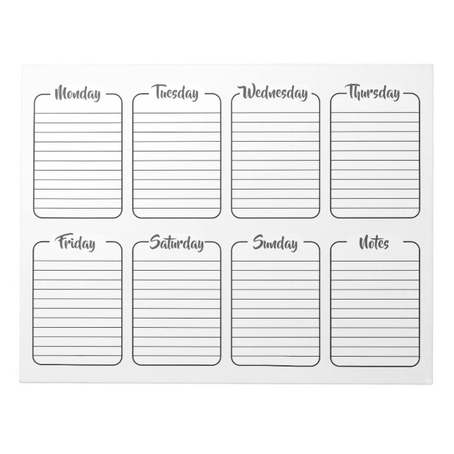 Simple Weekly Planner White Tear Away Calendar Notepad (Front)