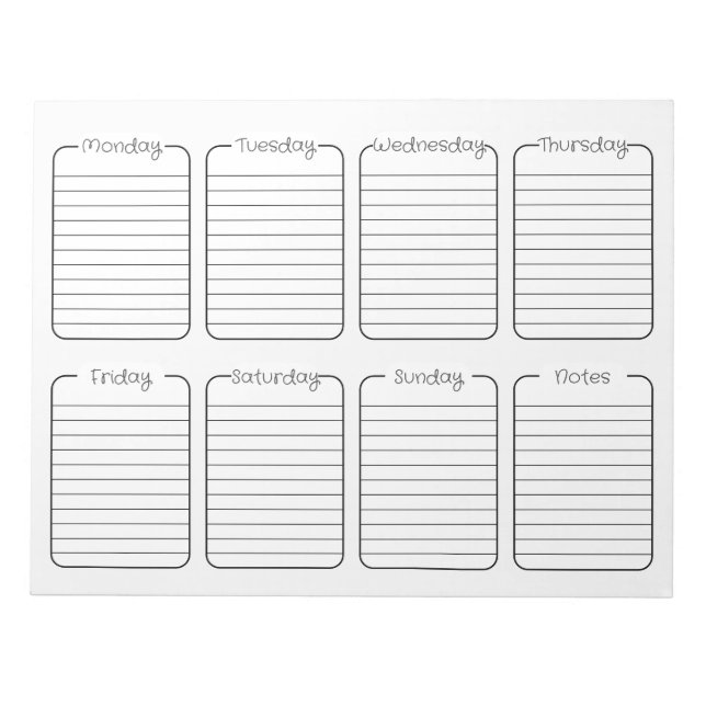 Simple Weekly Planner White Tear Away Calendar Notepad (Front)