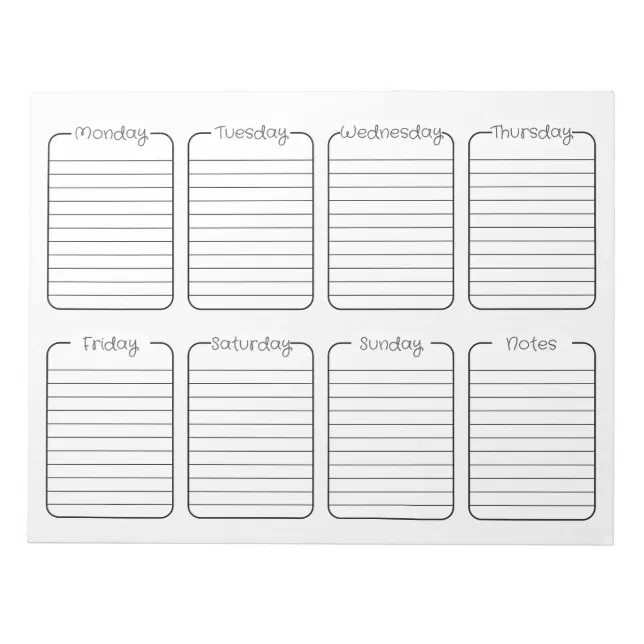 Simple Weekly Planner White Tear Away Calendar Notepad | Zazzle