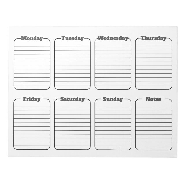Simple Weekly Planner White Tear Away Calendar Notepad (Front)