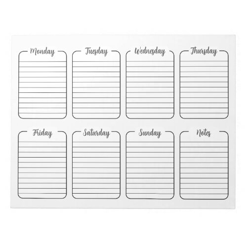 Simple Weekly Planner White Tear Away Calendar Notepad