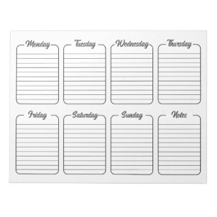 Simple Weekly Planner White Tear Away Calendar Notepad