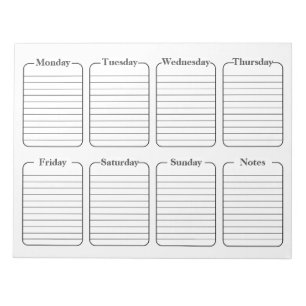 Simple Weekly Planner White Tear Away Calendar Notepad