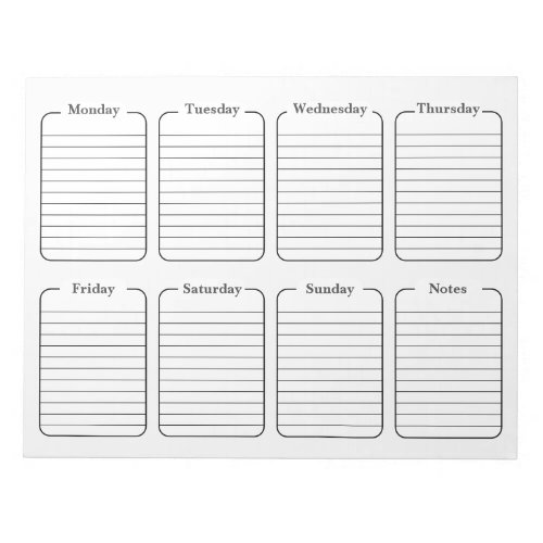 Simple Weekly Planner White Tear Away Calendar Notepad