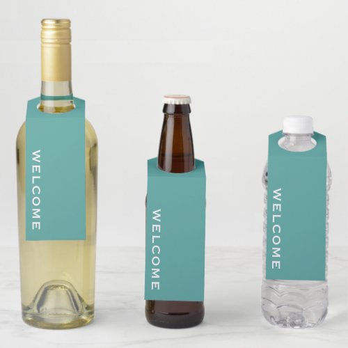 Simple Welcome Bottle Neck Tags Turquoise