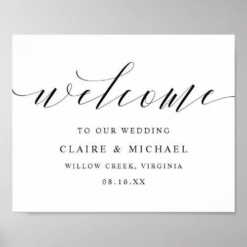 Simple Welcome Calligraphy Script Wedding Sign