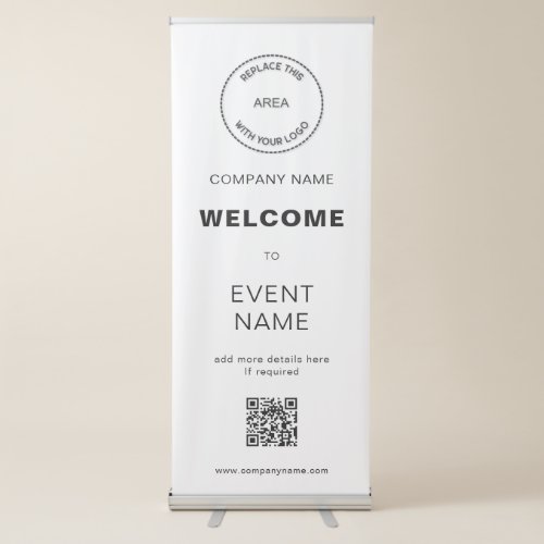 Simple Welcome Company Logo QR Code Custom Retractable Banner