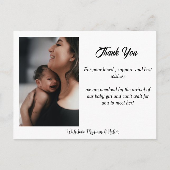 Simple welcome Newborn baby birth announcement Postcard (Back)