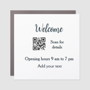 Simple welcome opening welcome barcode QR add name Car Magnet
