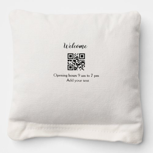 Simple welcome opening welcome barcode QR add name Cornhole Bags