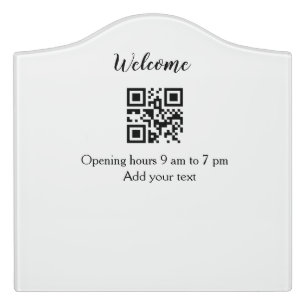 Simple welcome opening welcome barcode QR add name Door Sign