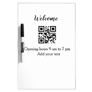 Simple welcome opening welcome barcode QR add name Dry Erase Board