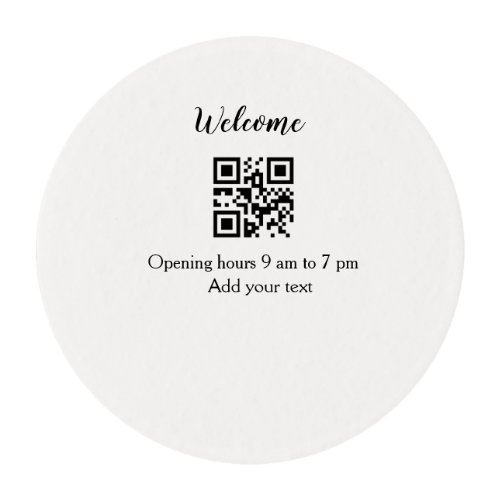 Simple welcome opening welcome barcode QR add name Edible Frosting Rounds