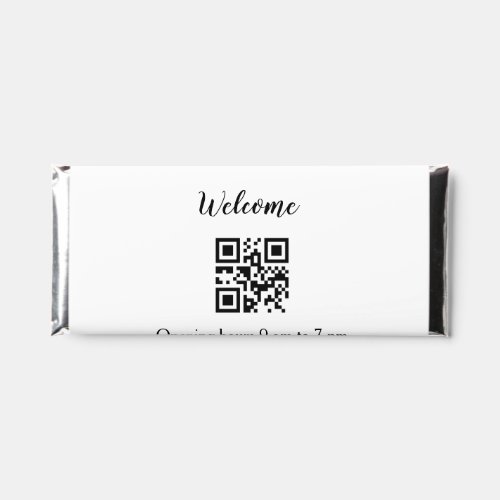 Simple welcome opening welcome barcode QR add name Hershey Bar Favors