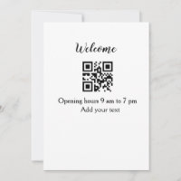 Simple welcome opening welcome barcode QR add name