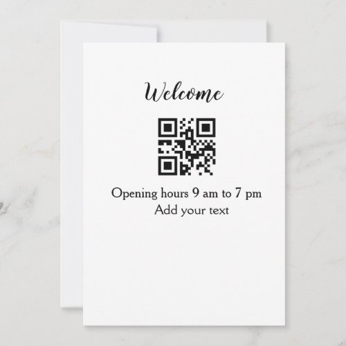 Simple welcome opening welcome barcode QR add name Holiday Card