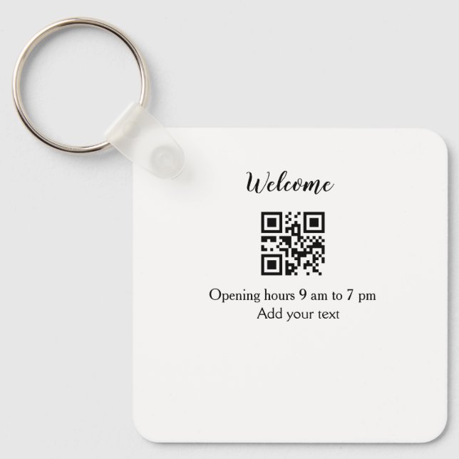 Simple welcome opening welcome barcode QR add name Keychain (Front)