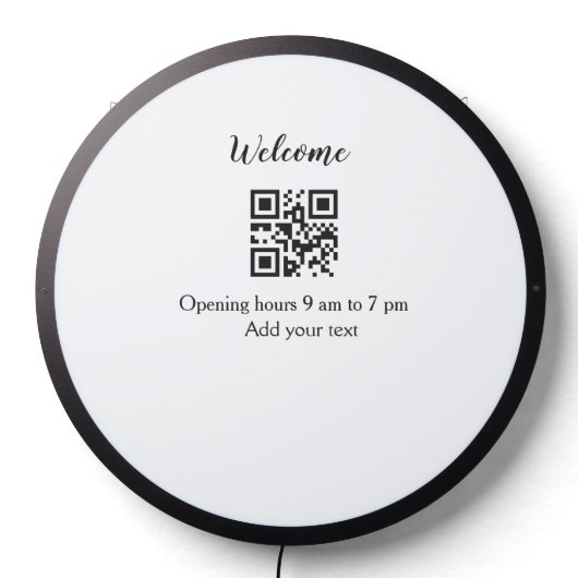 Simple welcome opening welcome barcode QR add name LED Sign (Lights Off)