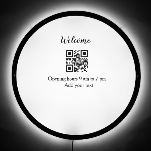 Simple welcome opening welcome barcode QR add name LED Sign (Front)