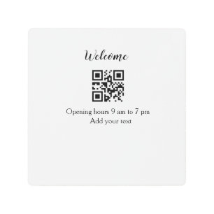 Simple welcome opening welcome barcode QR add name Metal Print