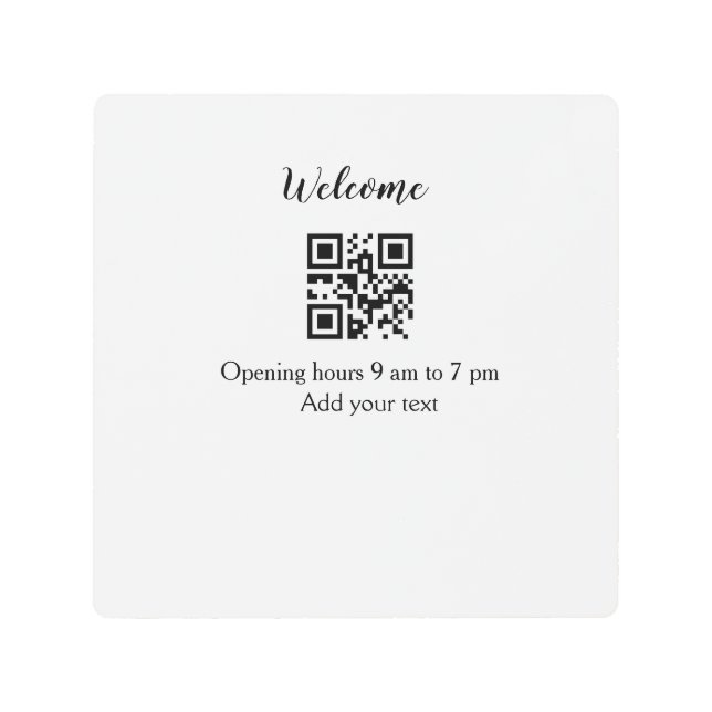 Simple welcome opening welcome barcode QR add name Metal Print (Front)