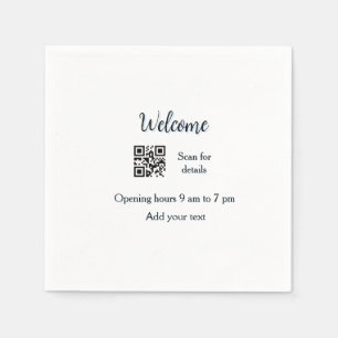 Simple welcome opening welcome barcode QR add name Napkins