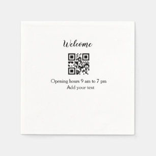 Simple welcome opening welcome barcode QR add name Napkins